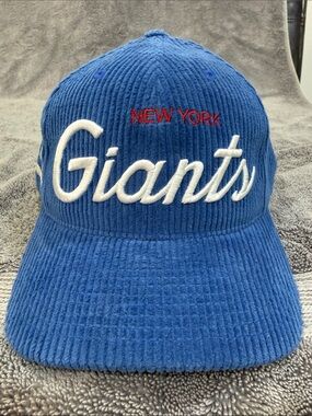 Mitchell & Ness Blue Corduroy 'Giants' Script Hat with Red 'New York'